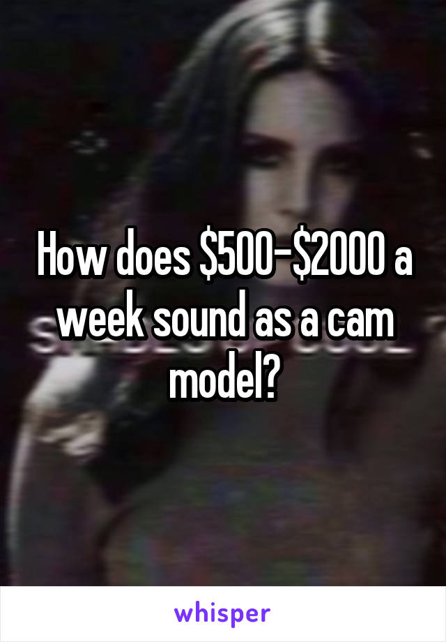 How does $500-$2000 a week sound as a cam model?