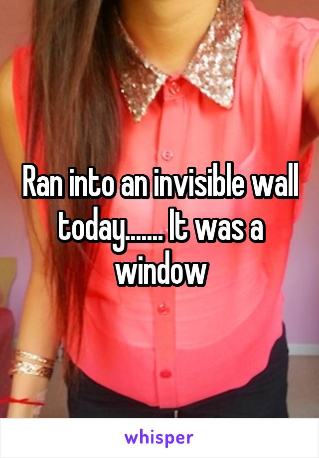 Ran into an invisible wall today....... It was a window