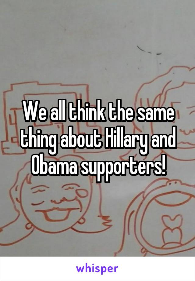 We all think the same thing about Hillary and Obama supporters!
