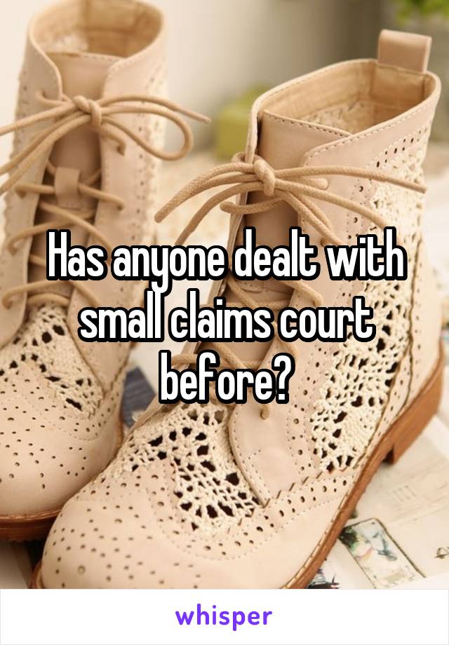 Has anyone dealt with small claims court before?