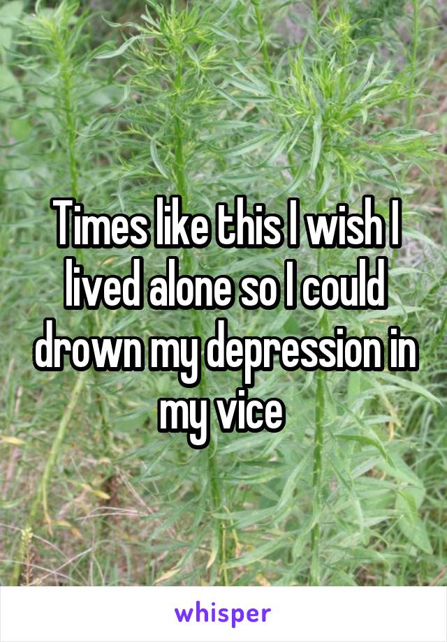 Times like this I wish I lived alone so I could drown my depression in my vice 