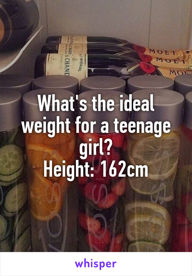 What's the ideal weight for a teenage girl?
Height: 162cm