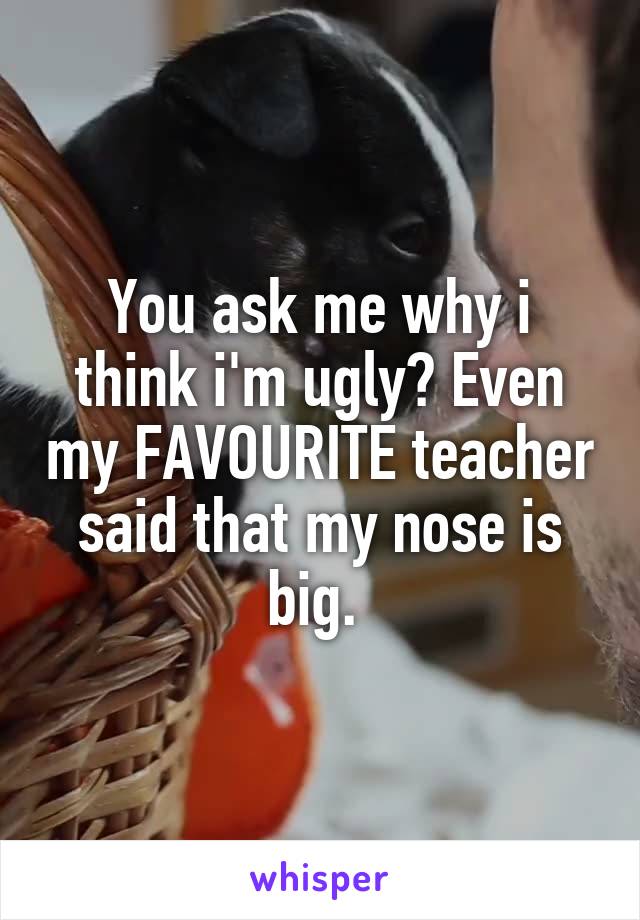 You ask me why i think i'm ugly? Even my FAVOURITE teacher said that my nose is big. 