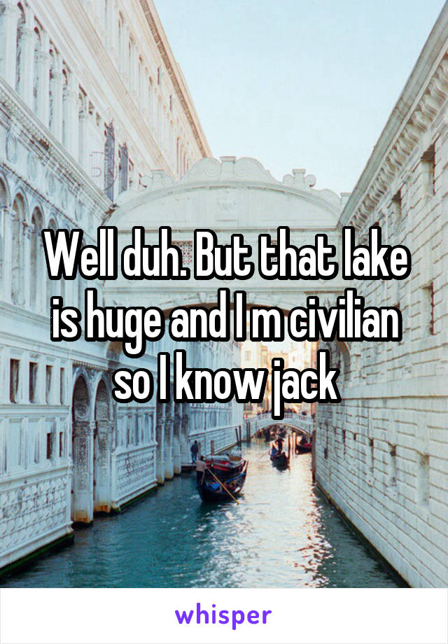 Well duh. But that lake is huge and I m civilian so I know jack