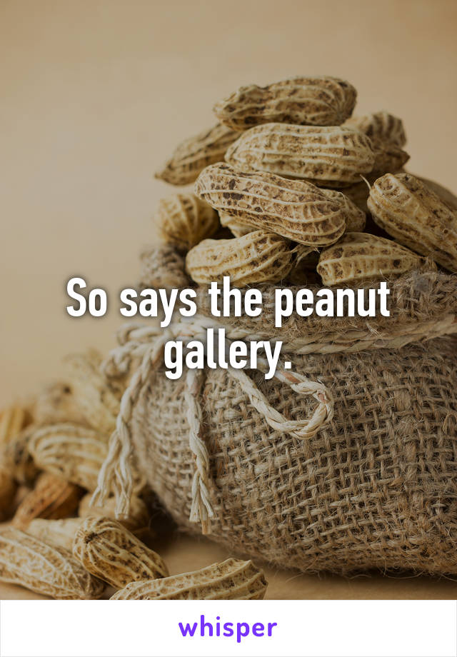 So says the peanut gallery.