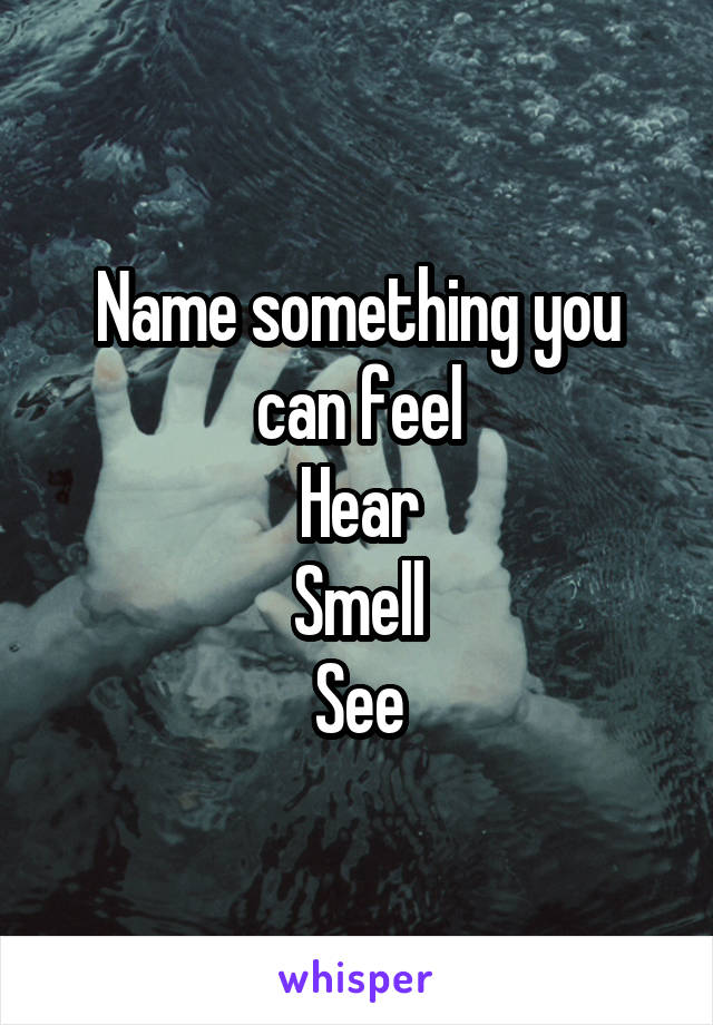 Name something you can feel
Hear
Smell
See