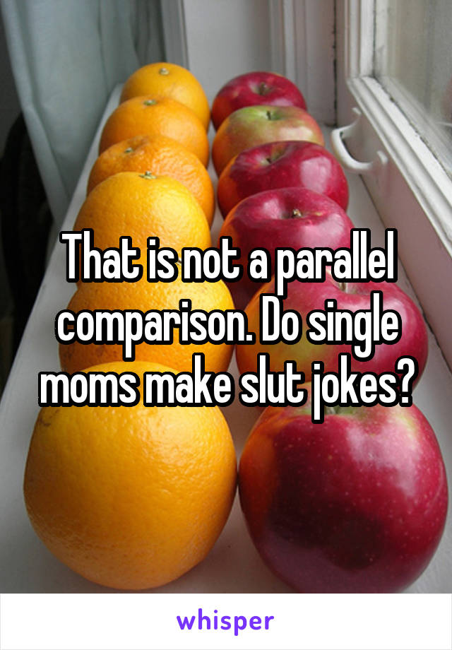 That is not a parallel comparison. Do single moms make slut jokes?