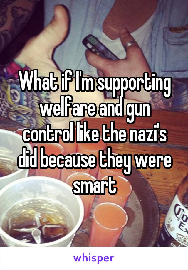 What if I'm supporting welfare and gun control like the nazi's did because they were smart