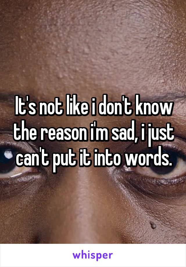 It's not like i don't know the reason i'm sad, i just can't put it into words.