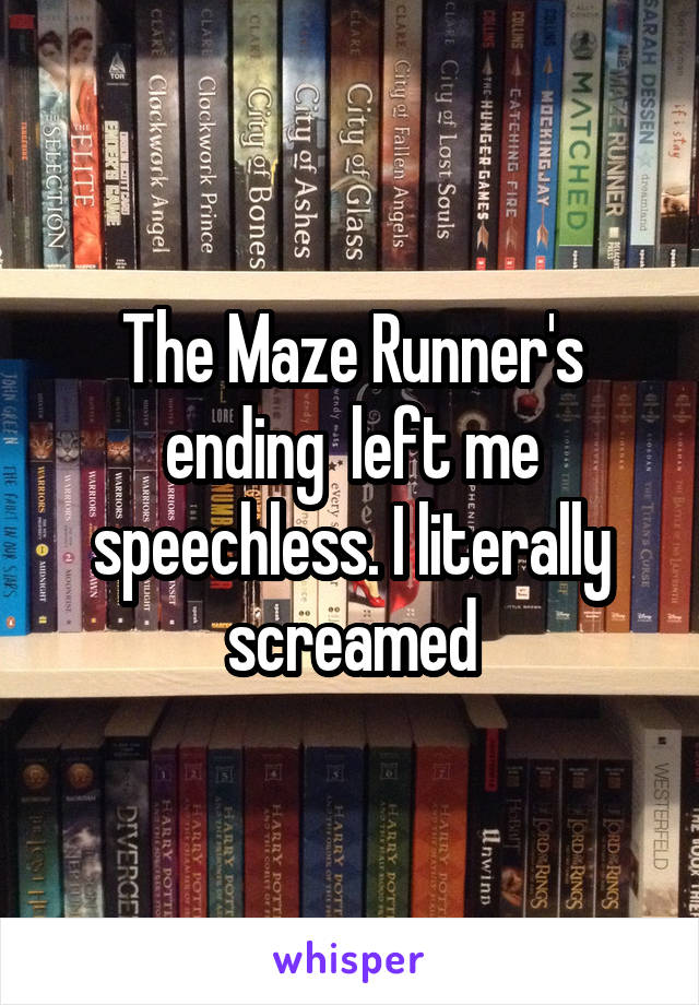 The Maze Runner's ending  left me speechless. I literally screamed