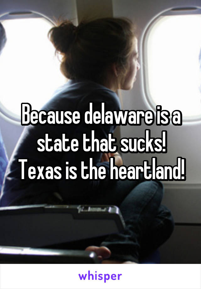 Because delaware is a state that sucks! Texas is the heartland!