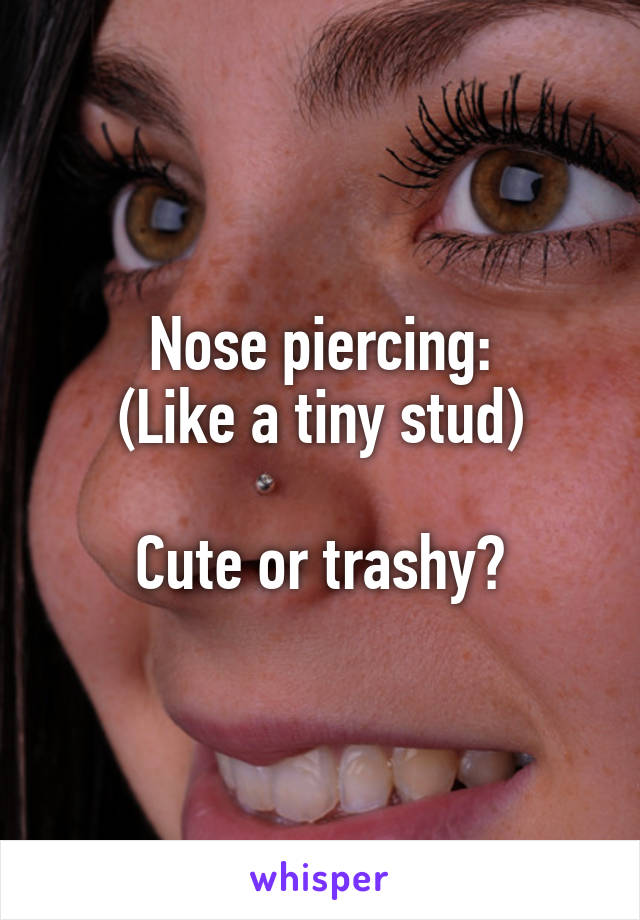 Nose piercing:
(Like a tiny stud)

Cute or trashy?