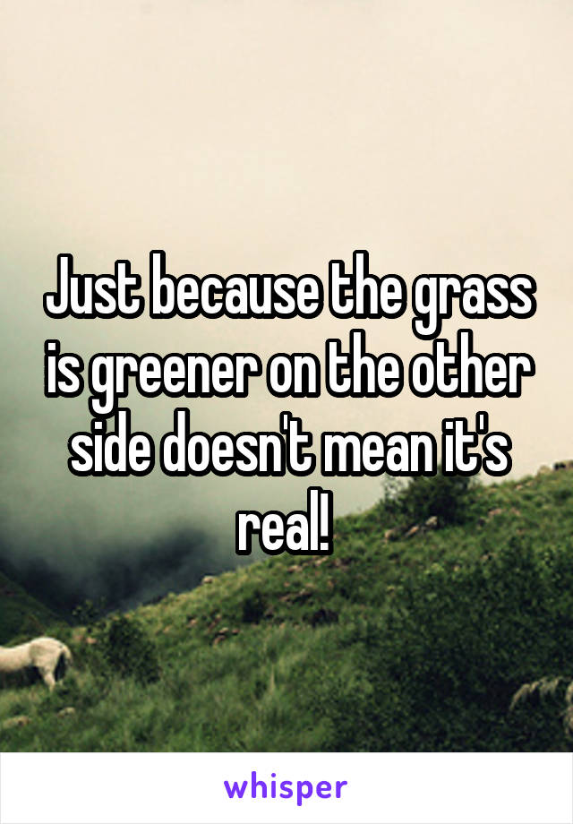 Just because the grass is greener on the other side doesn't mean it's real! 
