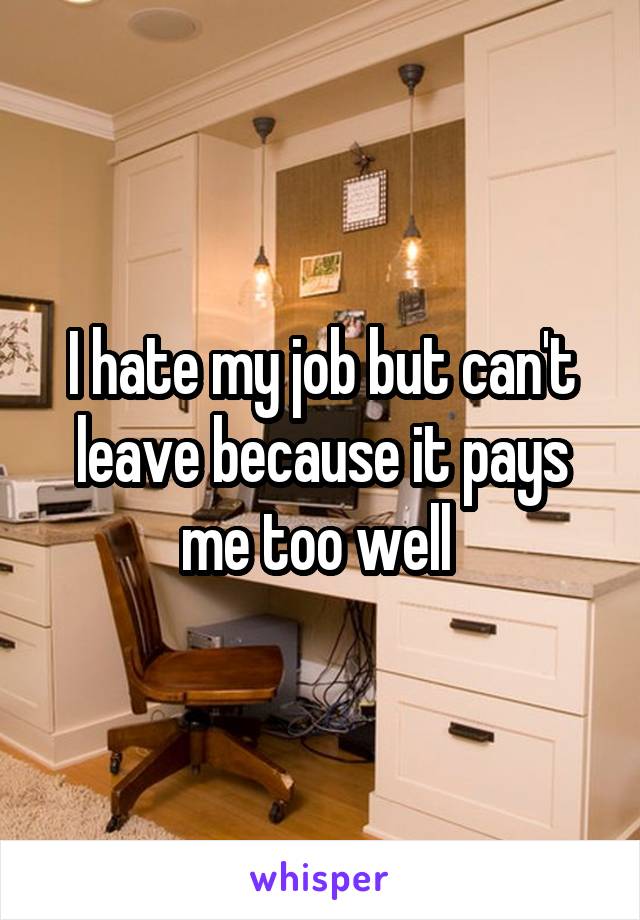 I hate my job but can't leave because it pays me too well 