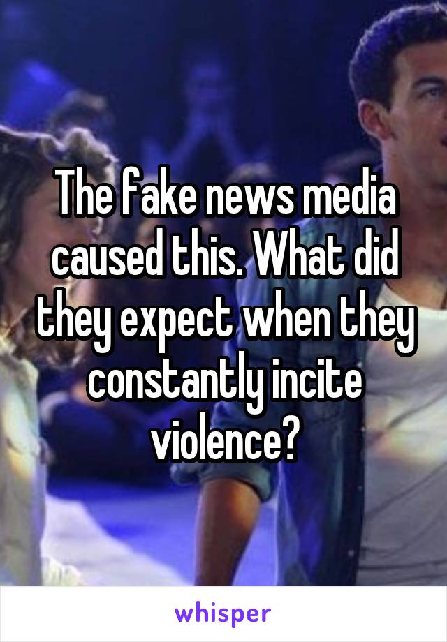 The fake news media caused this. What did they expect when they constantly incite violence?
