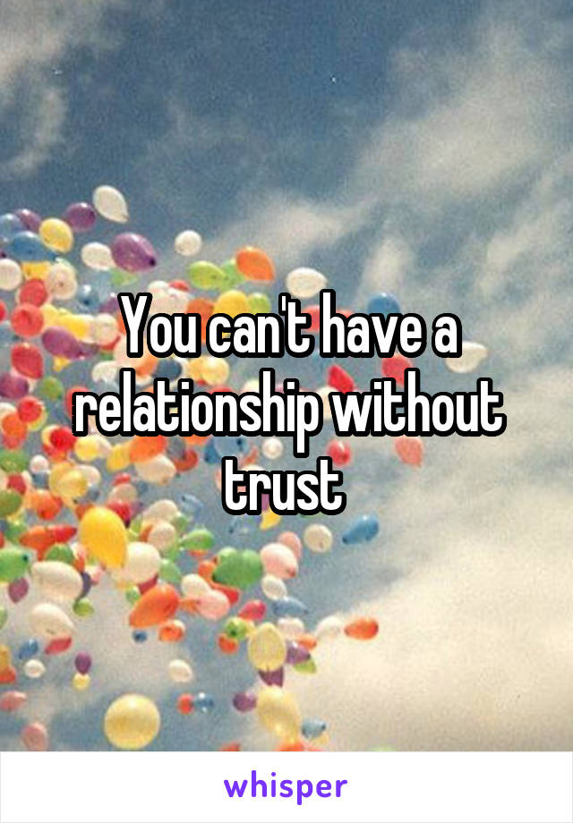 You can't have a relationship without trust 