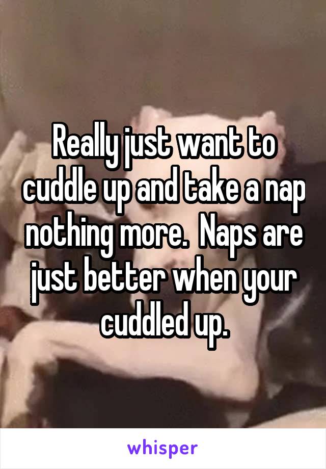 Really just want to cuddle up and take a nap nothing more.  Naps are just better when your cuddled up.