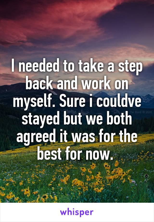 I needed to take a step back and work on myself. Sure i couldve stayed but we both agreed it was for the best for now. 