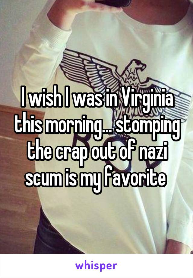 I wish I was in Virginia this morning... stomping the crap out of nazi scum is my favorite 
