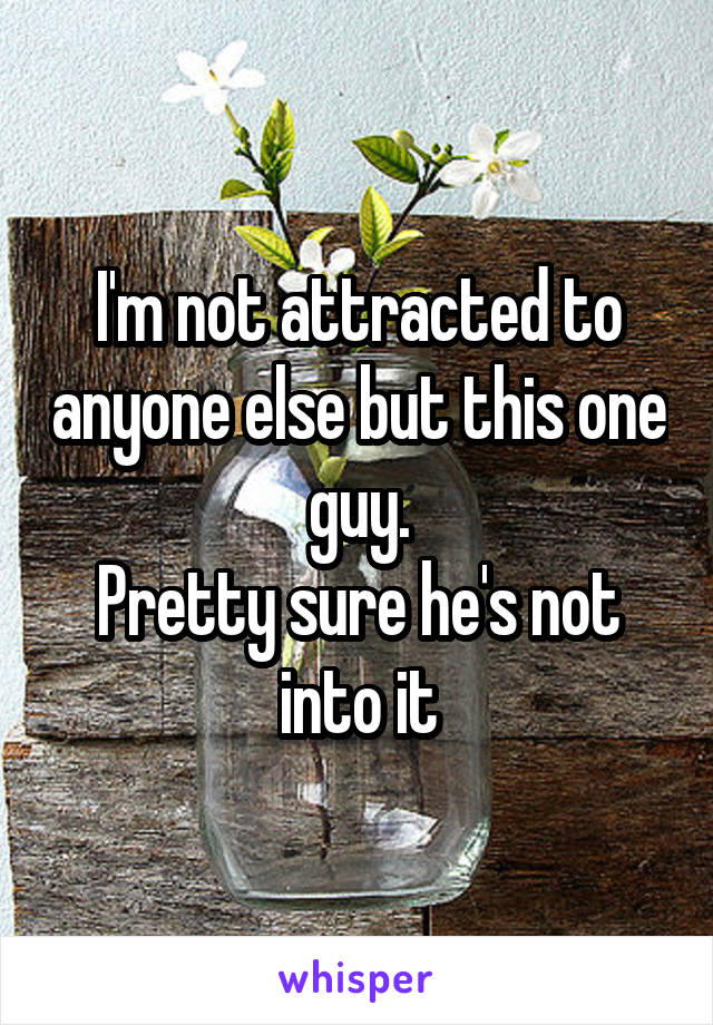I'm not attracted to anyone else but this one guy.
Pretty sure he's not into it