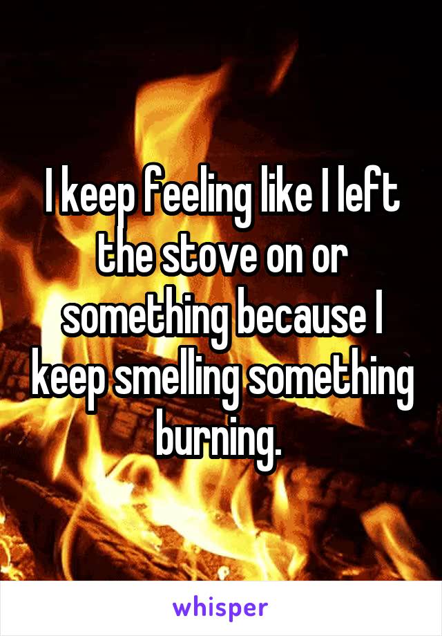 I keep feeling like I left the stove on or something because I keep smelling something burning. 