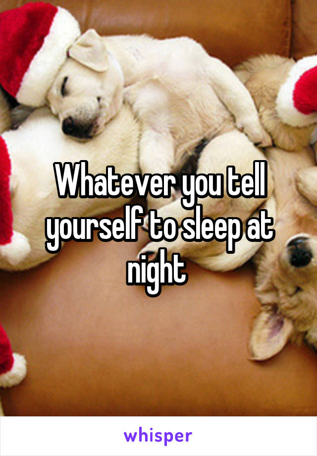 Whatever you tell yourself to sleep at night 