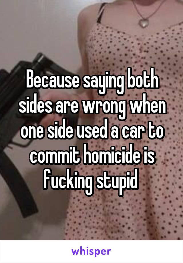 Because saying both sides are wrong when one side used a car to commit homicide is fucking stupid 