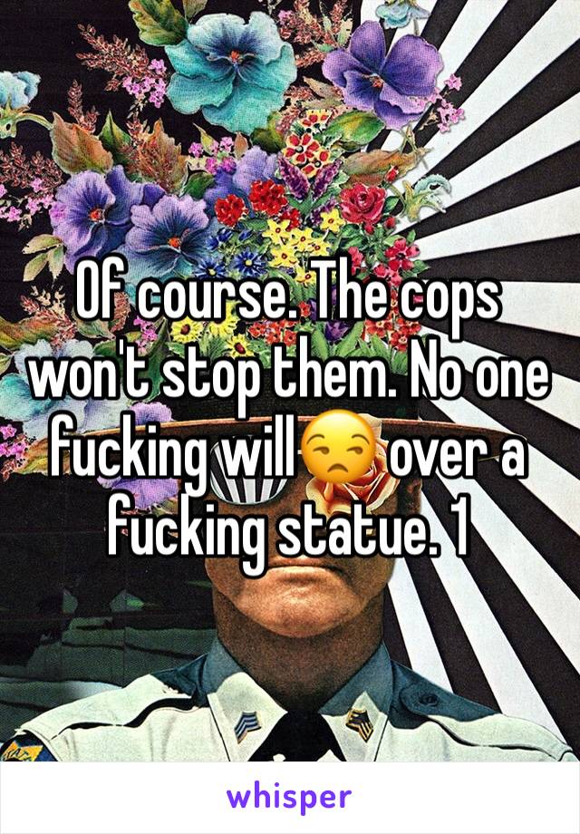 Of course. The cops won't stop them. No one fucking will😒 over a fucking statue. 1