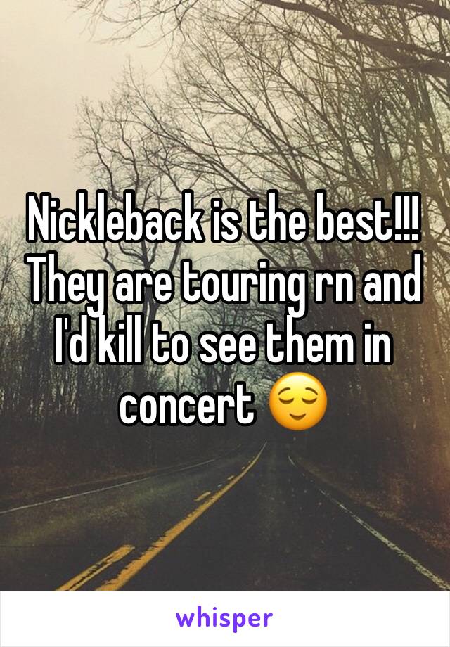 Nickleback is the best!!! They are touring rn and I'd kill to see them in concert 😌