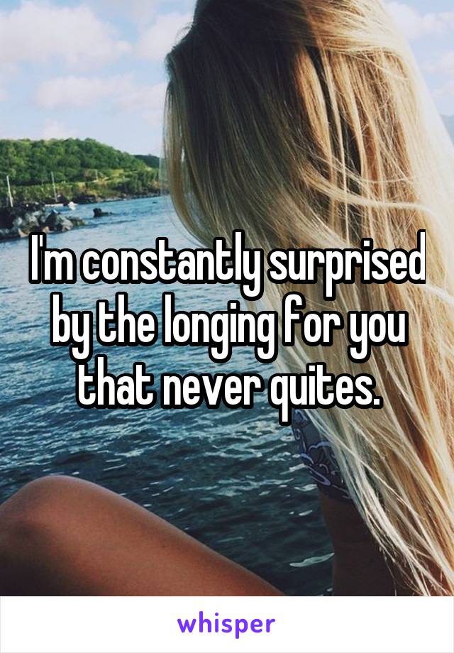 I'm constantly surprised by the longing for you that never quites.