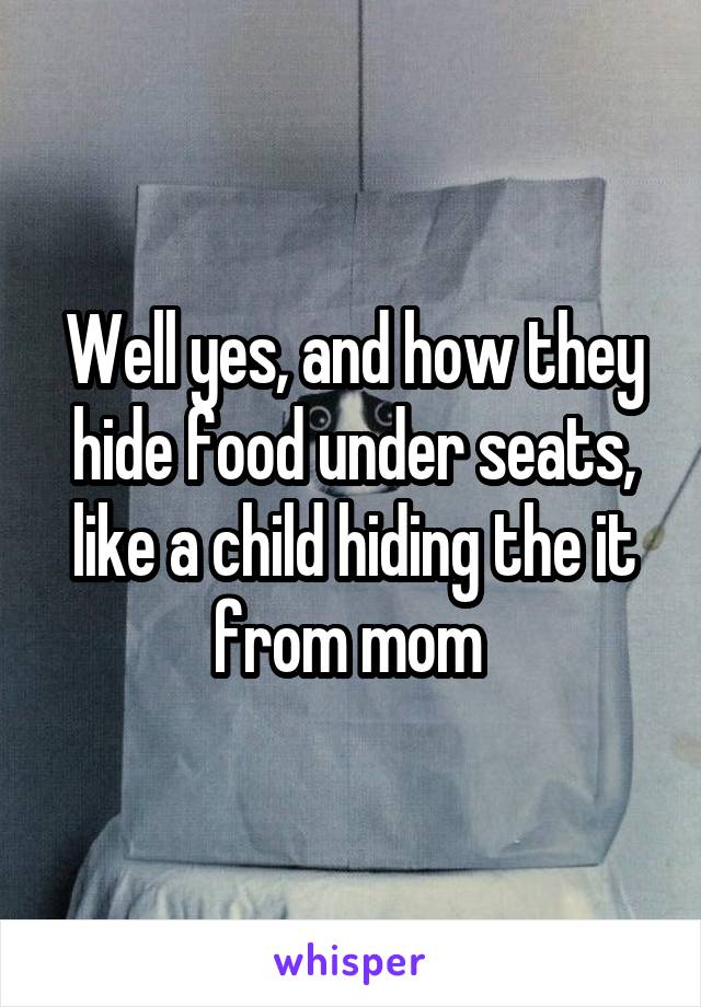 Well yes, and how they hide food under seats, like a child hiding the it from mom 