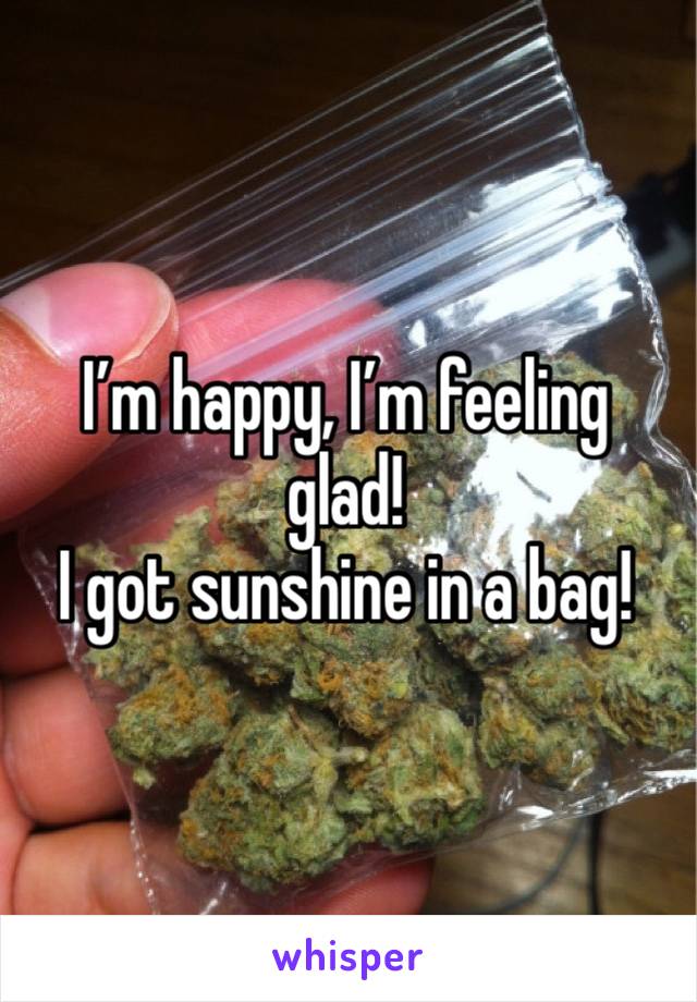 I’m happy, I’m feeling glad!
I got sunshine in a bag!
