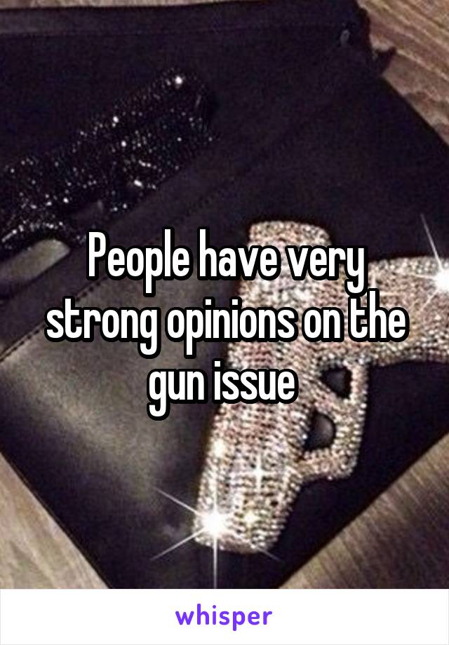 People have very strong opinions on the gun issue 