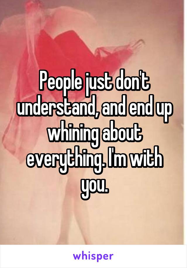 People just don't understand, and end up whining about everything. I'm with you.