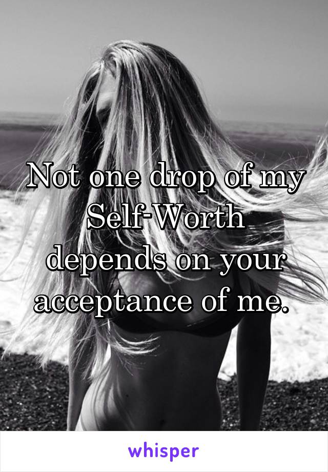 Not one drop of my Self-Worth depends on your acceptance of me. 