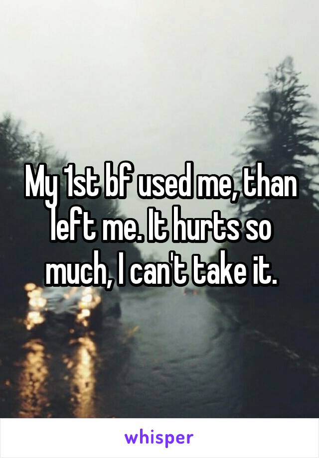 My 1st bf used me, than left me. It hurts so much, I can't take it.
