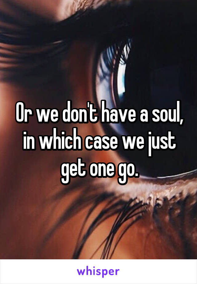 Or we don't have a soul, in which case we just get one go.