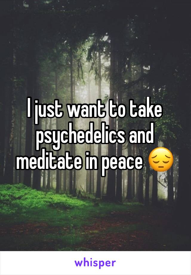 I just want to take psychedelics and meditate in peace 😔