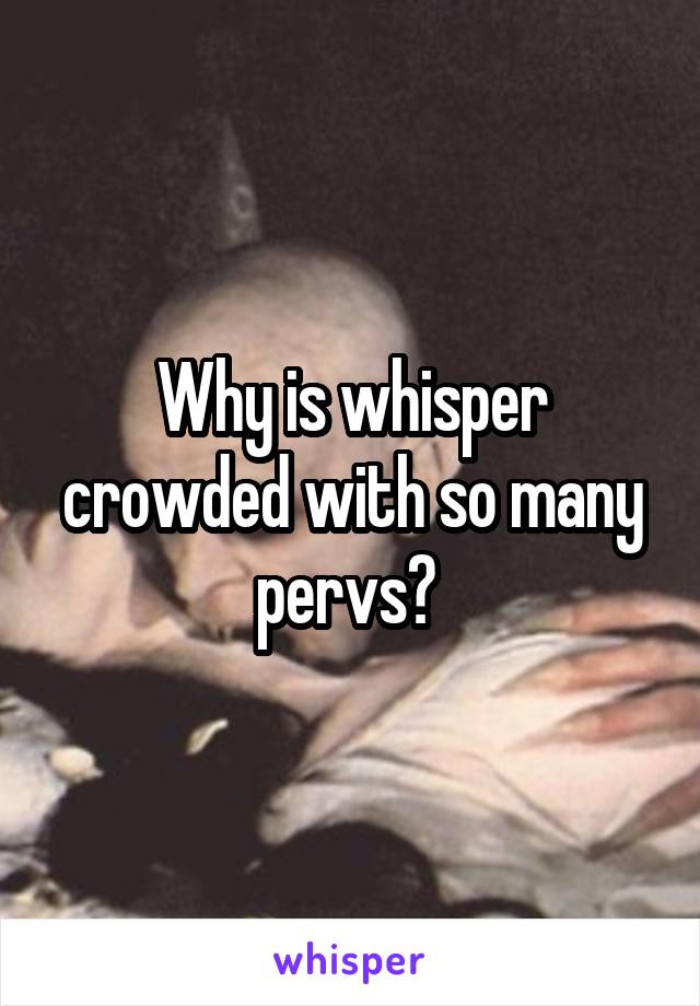 Why is whisper crowded with so many pervs? 