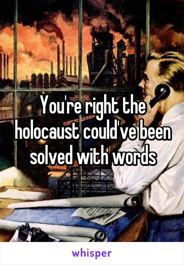 You're right the holocaust could've been solved with words