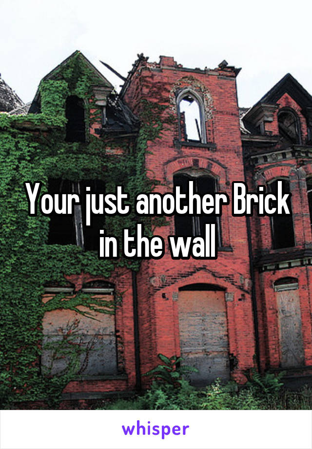 Your just another Brick in the wall
