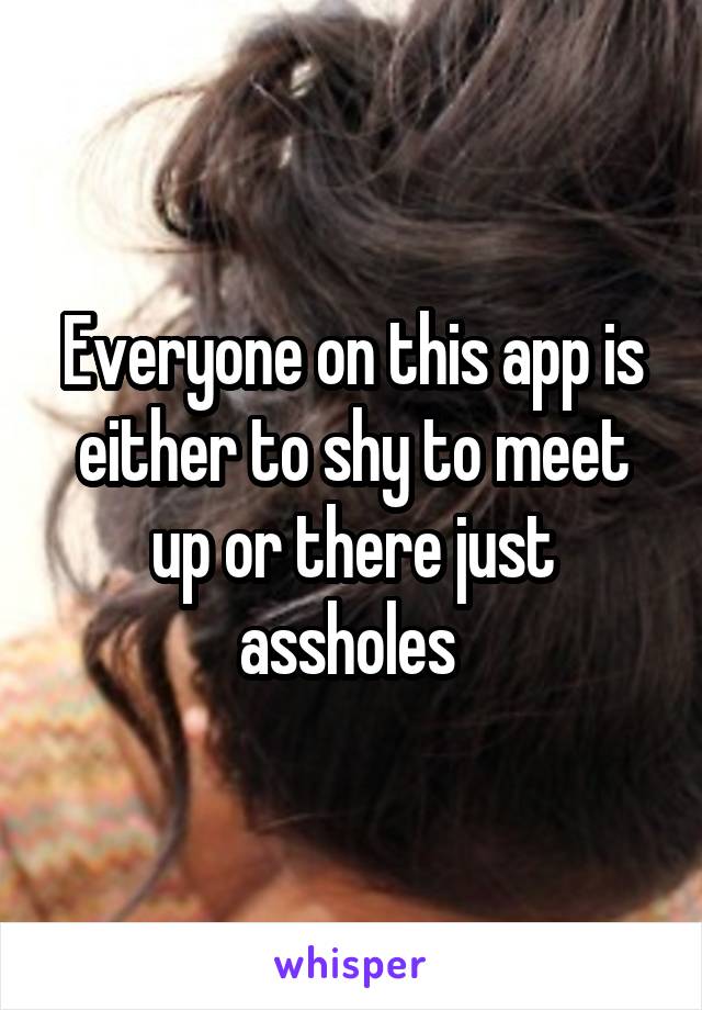 Everyone on this app is either to shy to meet up or there just assholes 
