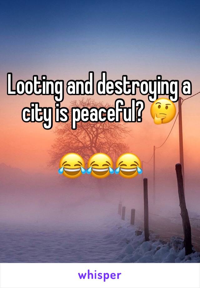 Looting and destroying a city is peaceful? 🤔

😂😂😂