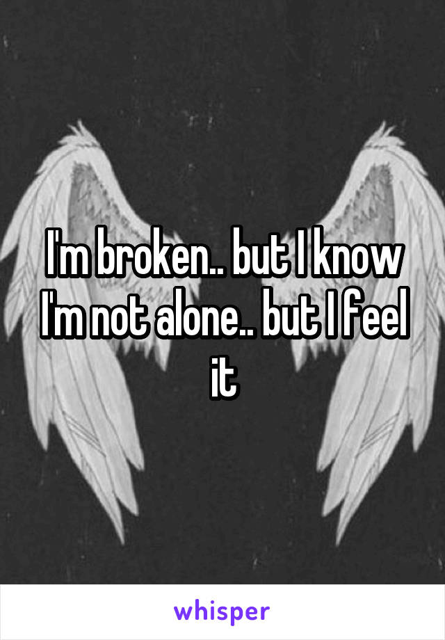 I'm broken.. but I know I'm not alone.. but I feel it