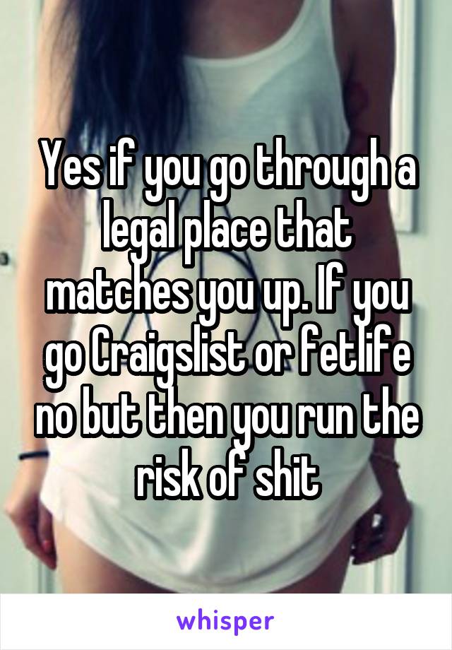 Yes if you go through a legal place that matches you up. If you go Craigslist or fetlife no but then you run the risk of shit