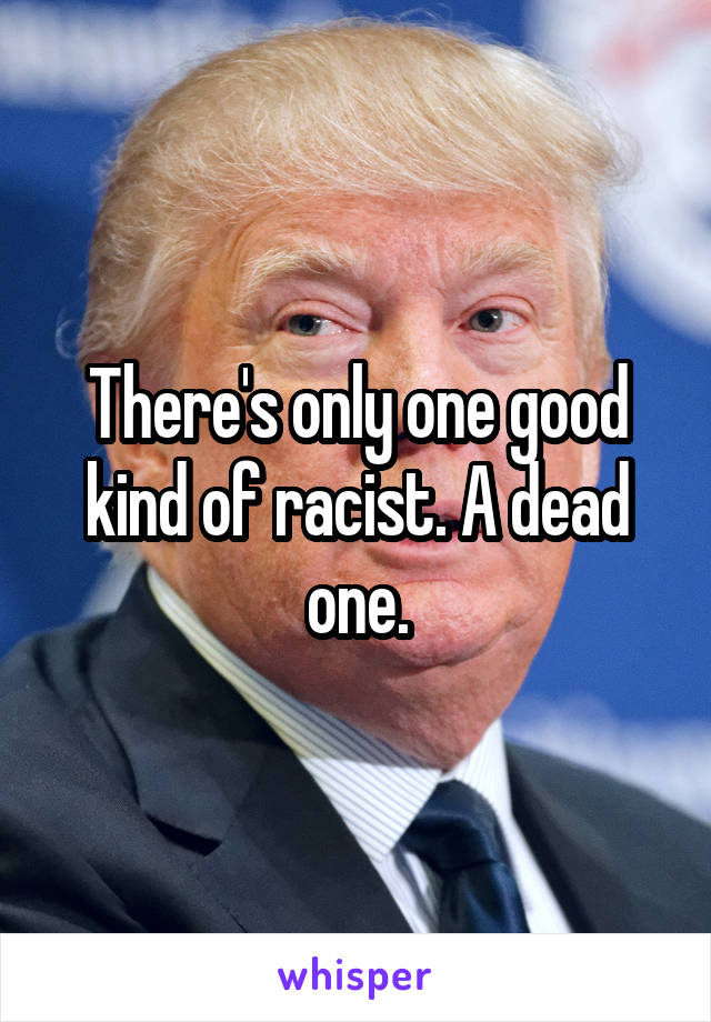 There's only one good kind of racist. A dead one.