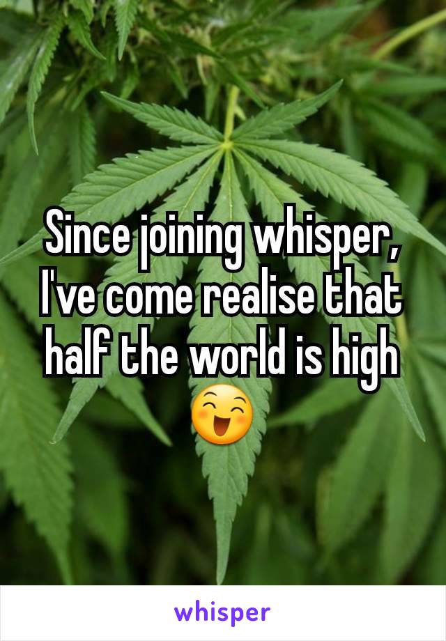 Since joining whisper, I've come realise that half the world is high 😄