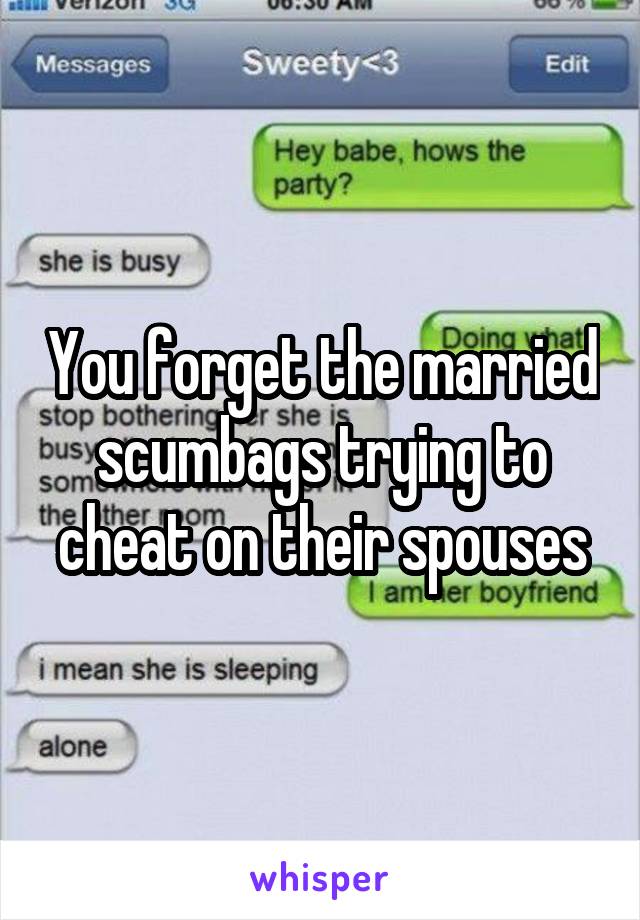 You forget the married scumbags trying to cheat on their spouses