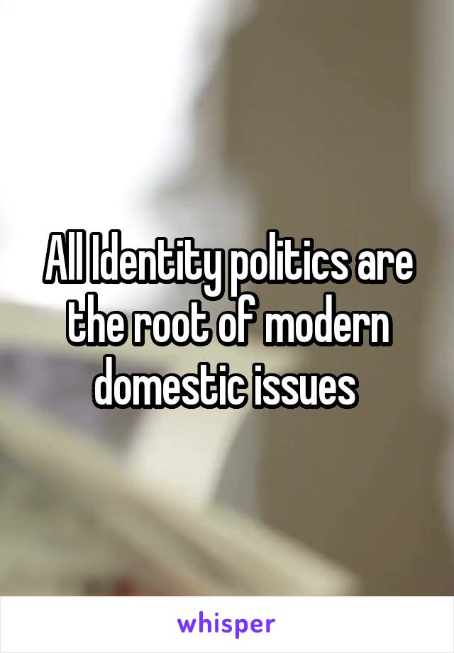 All Identity politics are the root of modern domestic issues 