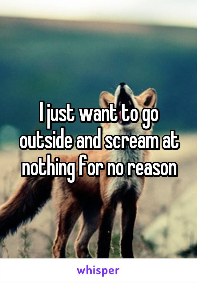 I just want to go outside and scream at nothing for no reason